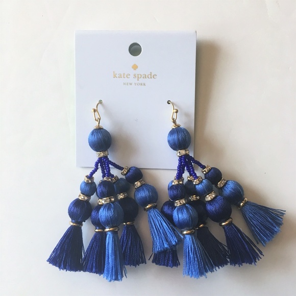kate spade Jewelry - KATE SPADE Pretty Poms Tassel Dangle Earrings BLUE